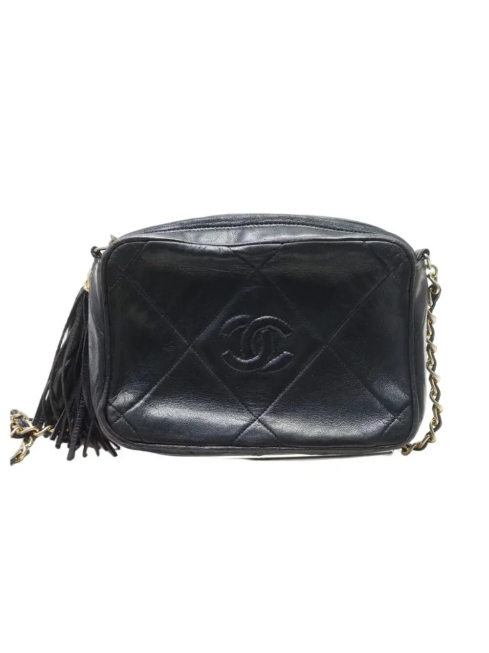 Chanel Quilted Lambskin Fringe Chain Shoulder Bag
